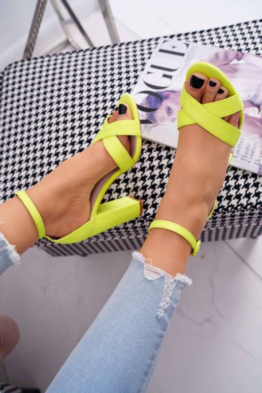 Women's Sandals On High Heel Fluo Yellow Telmen Women's Sandals On High Heel Fluo Yellow Telmen