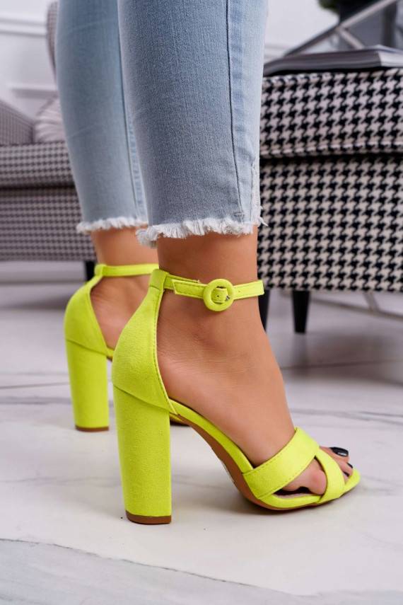 Women's Sandals On High Heel Fluo Yellow Telmen