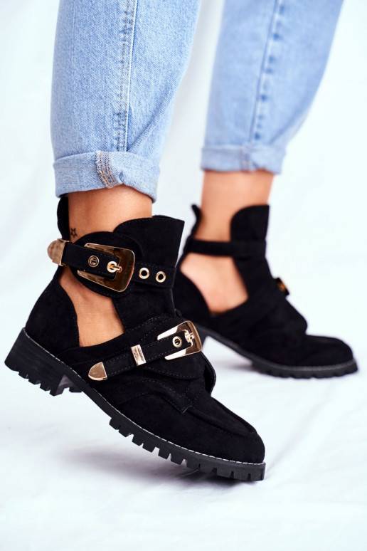 Black suede cut out ankle boots shop