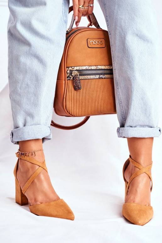 Women's Pumps On Heel Suede Camel Traffic Women's Pumps On Heel Suede Camel Traffic