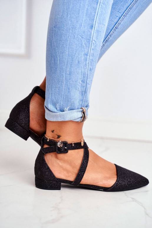 Women's Ballerinas Glitter in Spitz Black Vontare Women's Ballerinas Glitter in Spitz Black Vontare