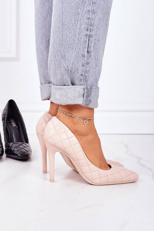 Elegant Quilted Heels Beige Rosanna