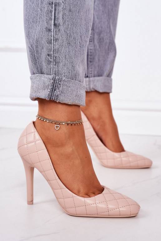 Elegant Quilted Heels Beige Rosanna Elegant Quilted Heels Beige Rosanna