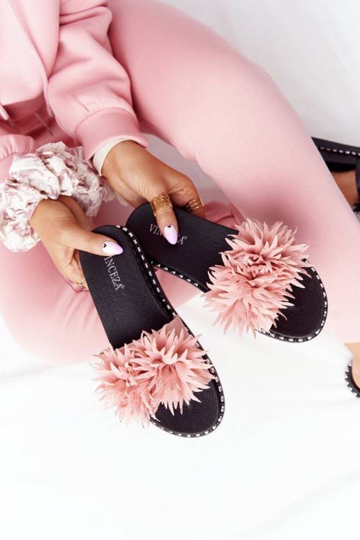 Rubber Slippers With Rhinestones Vinceza 20-30101 Pink Rubber Slippers With Rhinestones Vinceza 20-30101 Pink