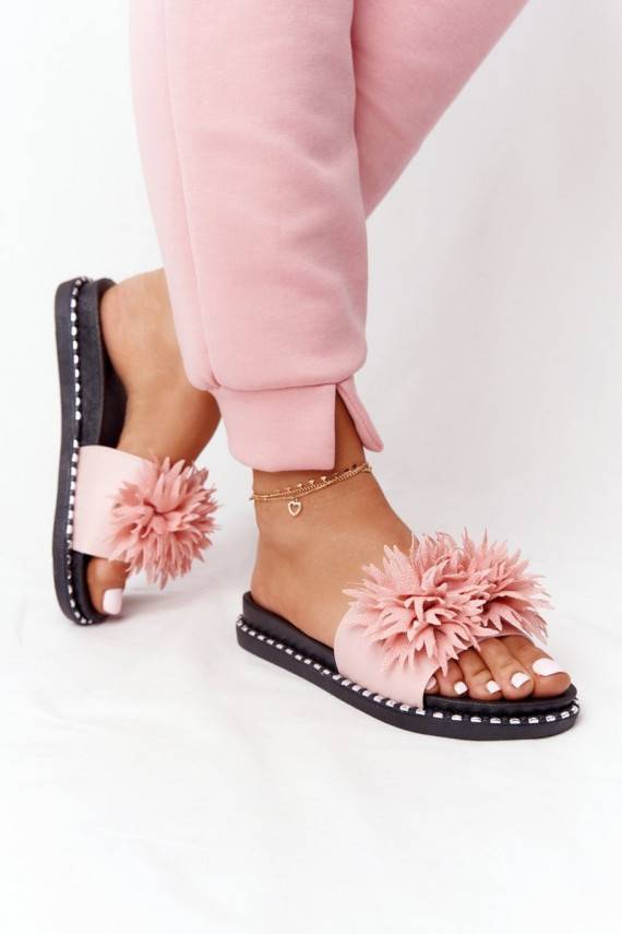 Rubber Slippers With Rhinestones Vinceza 20-30101 Pink