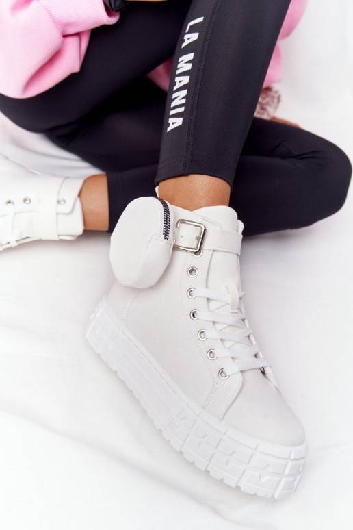 Women's Sneakers On A Platform With A Purse White Popcorn Women's Sneakers On A Platform With A Purse White Popcorn