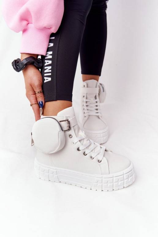 Women's Sneakers On A Platform With A Purse White Popcorn Women's Sneakers On A Platform With A Purse White Popcorn