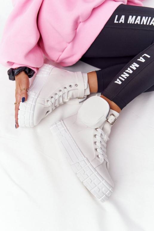 Women's Sneakers On A Platform With A Purse White Popcorn Women's Sneakers On A Platform With A Purse White Popcorn