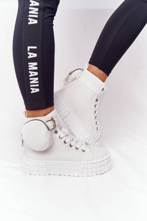 Women's Sneakers On A Platform With A Purse White Popcorn Women's Sneakers On A Platform With A Purse White Popcorn