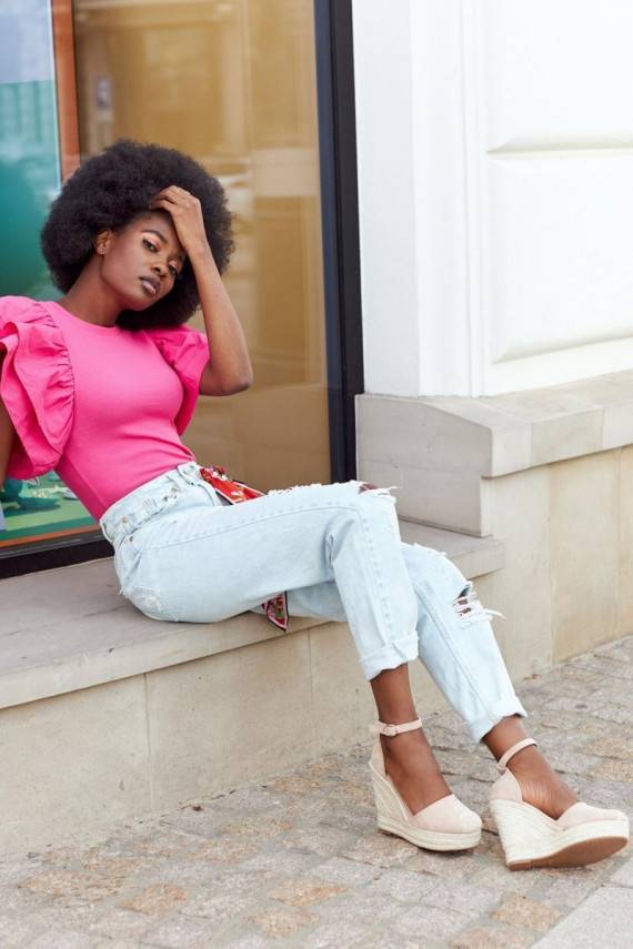 Braided Wedge Sandals Beige Avocado