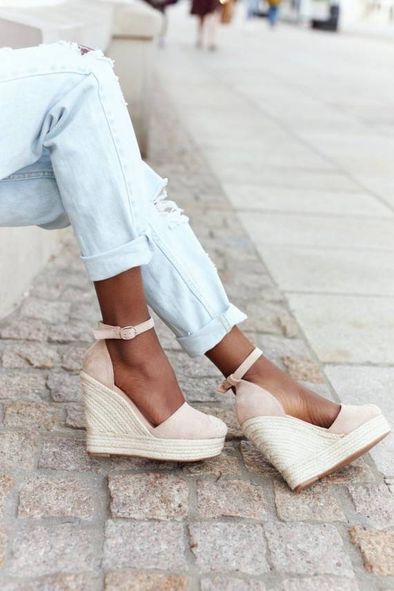 Braided Wedge Sandals Beige Avocado