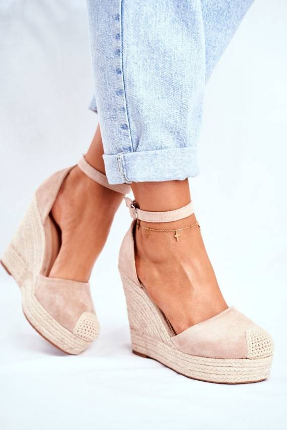 Braided Wedge Sandals Beige Avocado