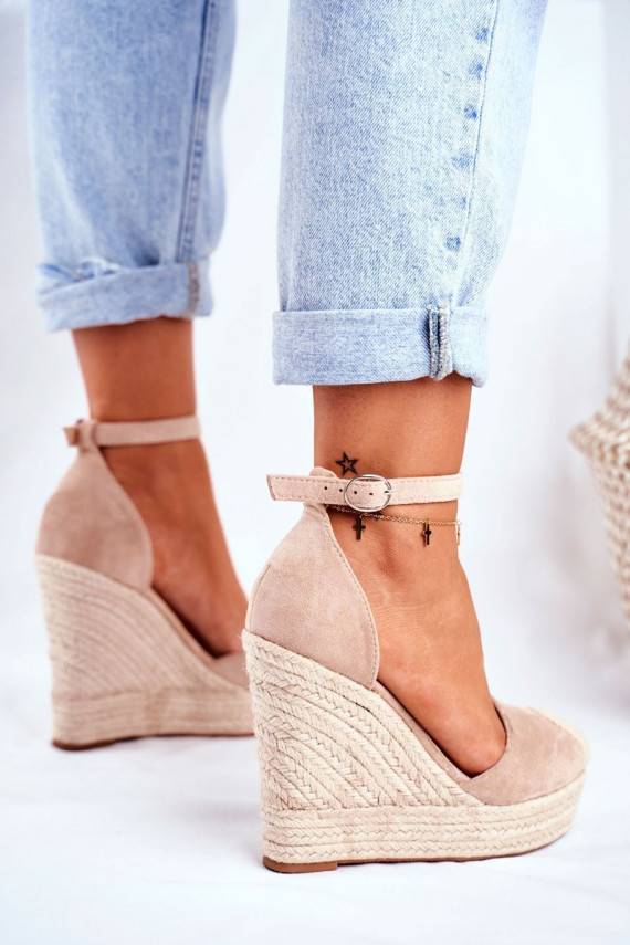 Braided Wedge Sandals Beige Avocado