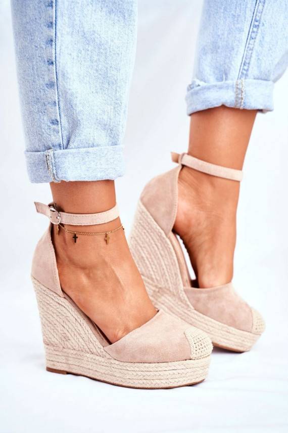 Braided Wedge Sandals Beige Avocado