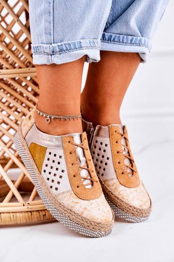Women's Leather Brogues Shoes Maciejka Yellow 03339-44 2