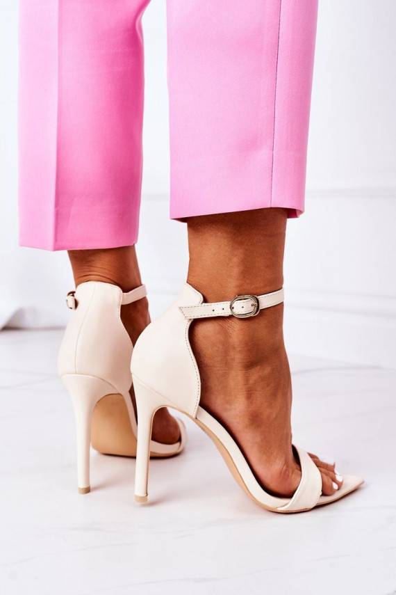 Elegant Sandals On High Heel Lu Boo Beige