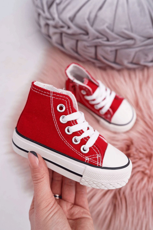 Children's High Sneakers With A Zipper Red Filemon