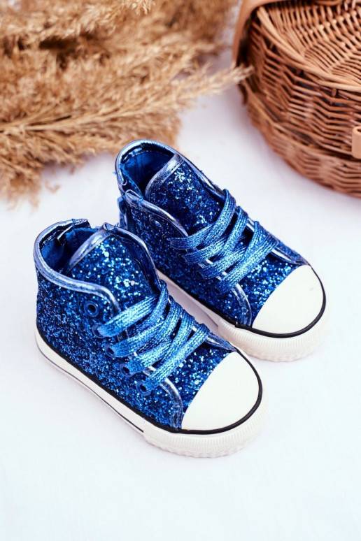 Children's Sneakers With Glitter Blue Ally