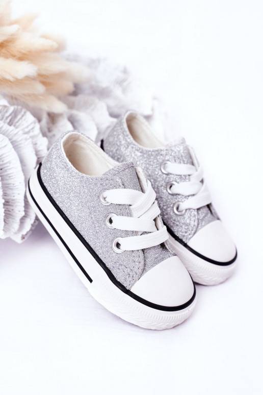 Children's Glitter Sneakers Silver Bling-Bling