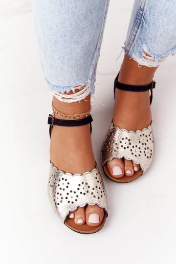 Leather Sandals Maciejka 05199-25 Black-Gold 2