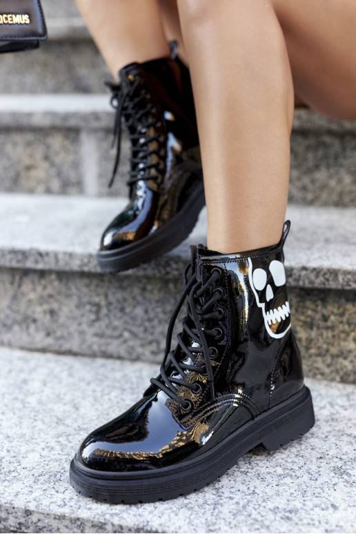 Women's High Boots With Skull GOE II2N4047 Black