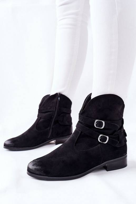 Women's Suede Boots Warmed Black Castlerock