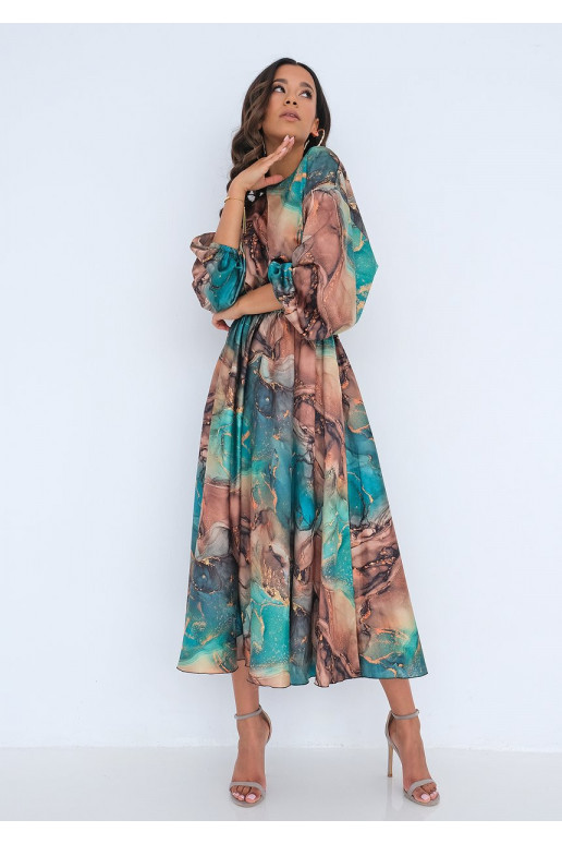 Midi satin dress Green Marble Midi satin dress Green Marble