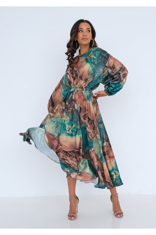 Midi satin dress Green Marble Midi satin dress Green Marble