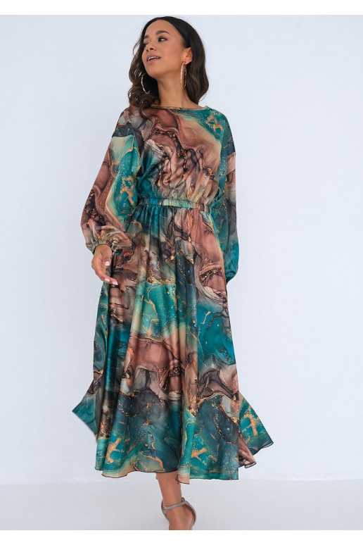 Midi satin dress Green Marble Midi satin dress Green Marble