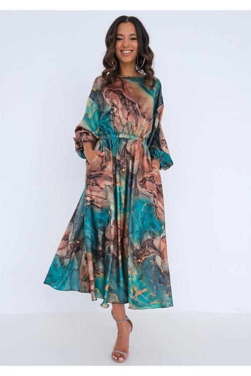 Midi satin dress Green Marble Midi satin dress Green Marble