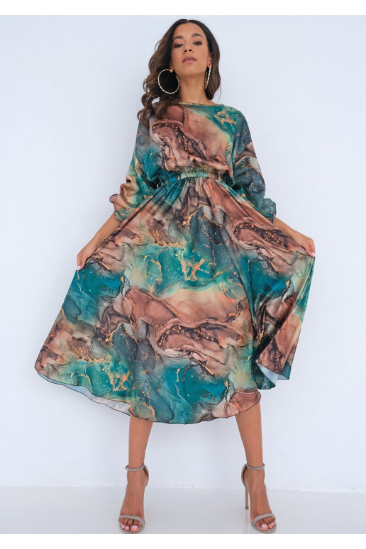 Midi satin dress Green Marble Midi satin dress Green Marble
