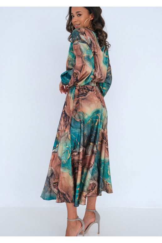 Midi satin dress Green Marble Midi satin dress Green Marble