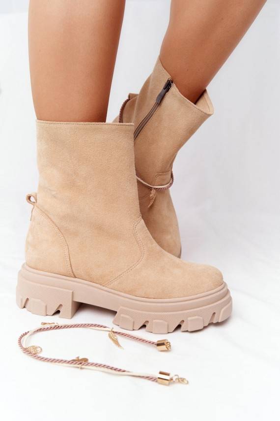 Women's Suede Boots Lewski Shoes 3006-0 Sand