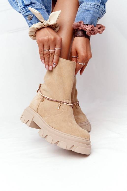 Women's Suede Boots Lewski Shoes 3006-0 Sand Women's Suede Boots Lewski Shoes 3006-0 Sand