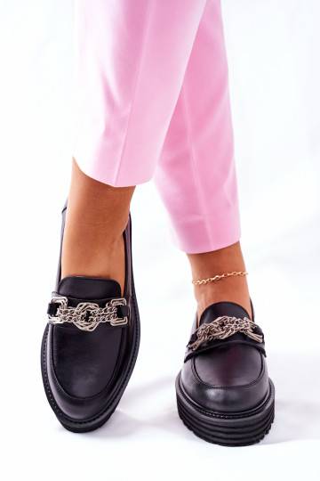 Women's Brogues Loafers Leather Black Laura Messi 2383 2