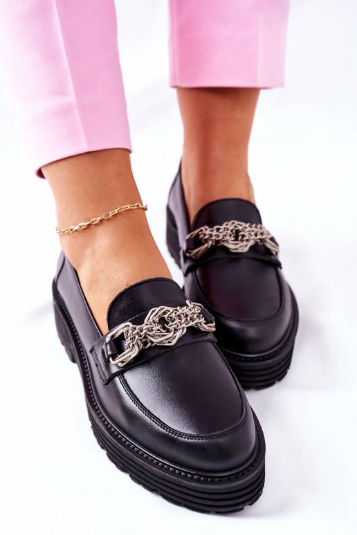 Women's Brogues Loafers Leather Black Laura Messi 2383 Women's Brogues Loafers Leather Black Laura Messi 2383