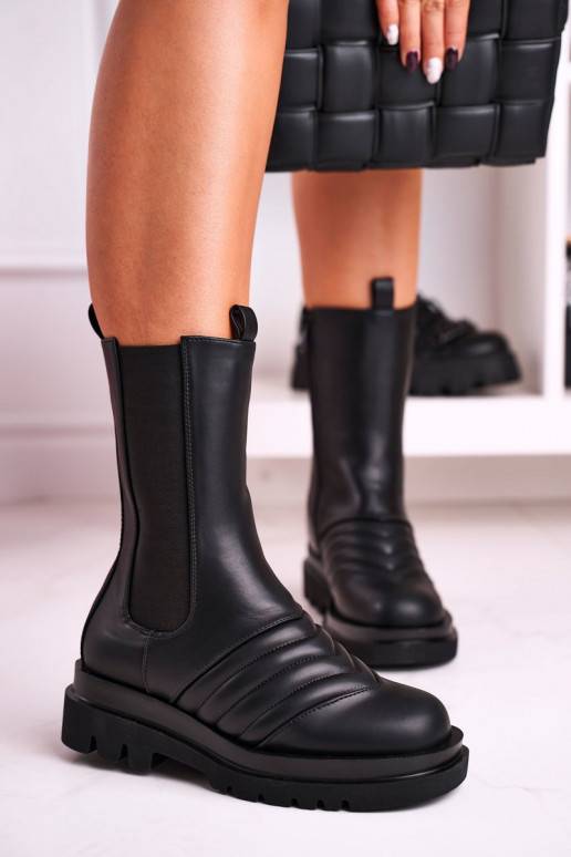 Women's Chelsea Boots On Massive Platform Black Evelina