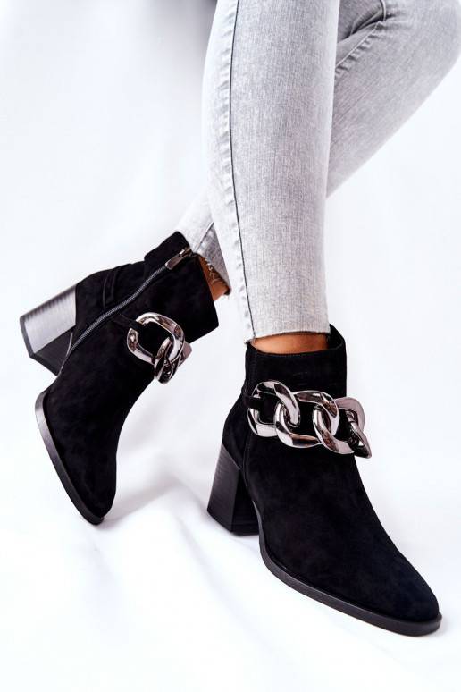 Leather Chain Boots Laura Messi Black 2345