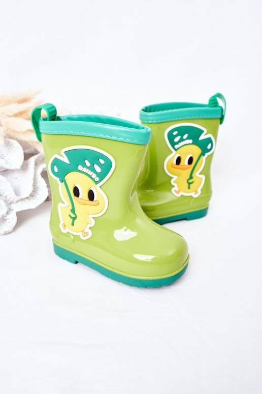 Children's Rain Boots With A Duck Green