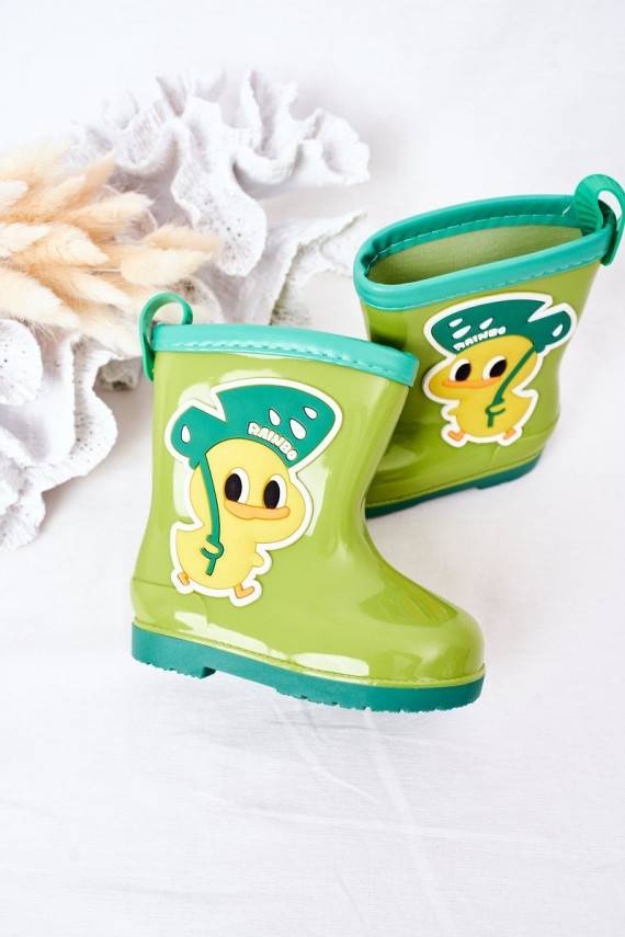 Children's Rain Boots With A Duck Green