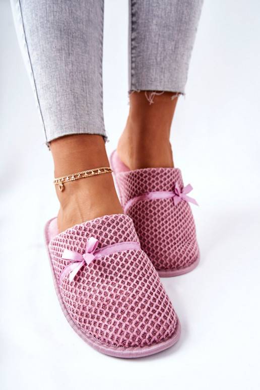 Women's Slippers With Bow Pink Evira