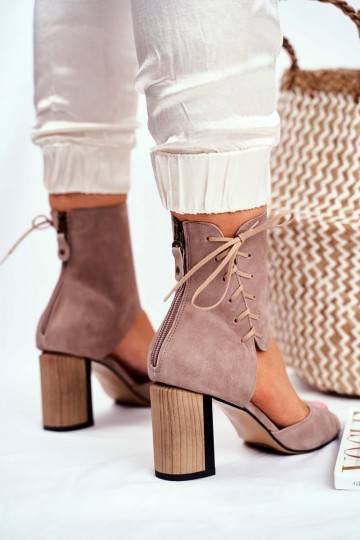 Women s Sandals On High Heel Maciejka Leather Beige 04122-04 2