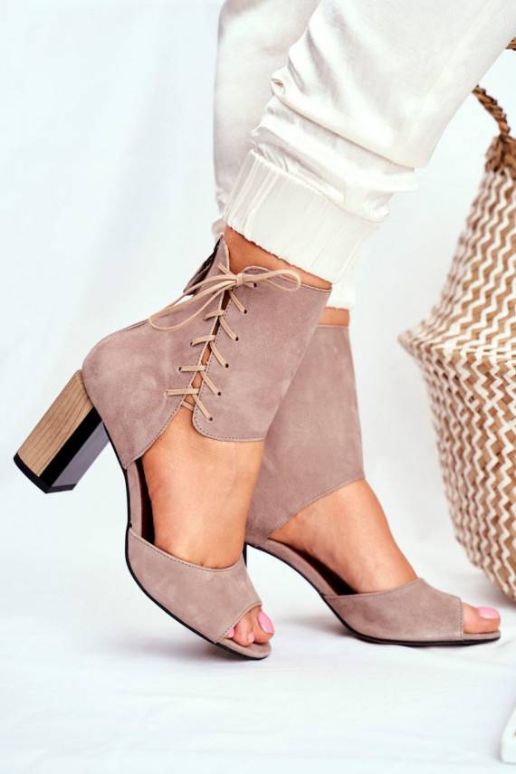 Women s Sandals On High Heel Maciejka Leather Beige 04122-04