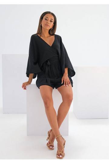 Short black kimono top 2