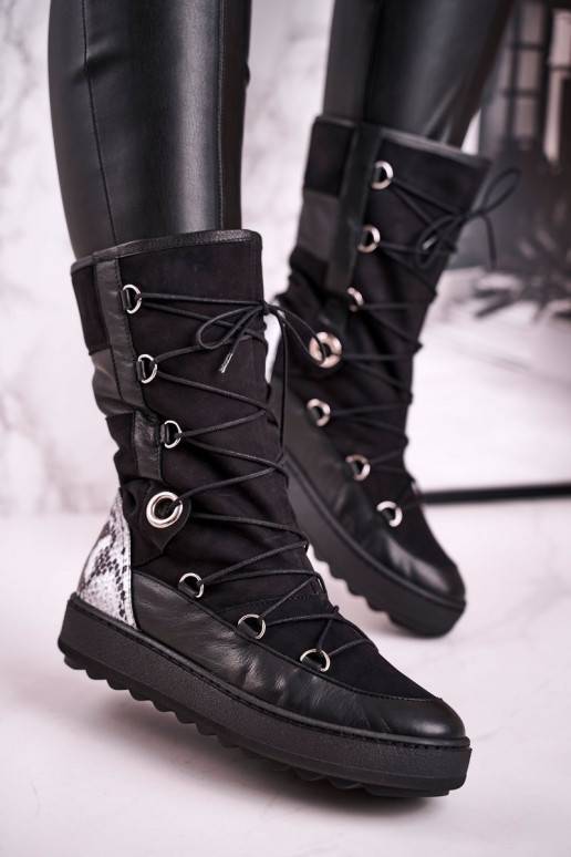 Snow Boots With Fur Suede Black Laura Messi 2054 Snow Boots With Fur Suede Black Laura Messi 2054