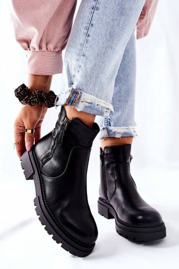 Women's Flat Boots With Sliders Black Silvan 2