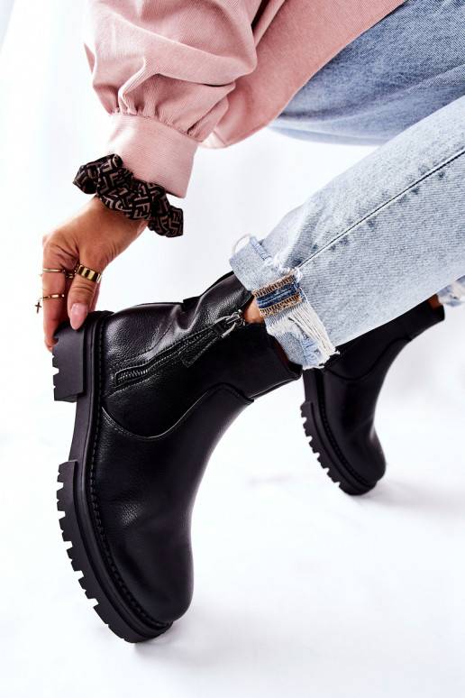 Women's Flat Boots With Sliders Black Silvan