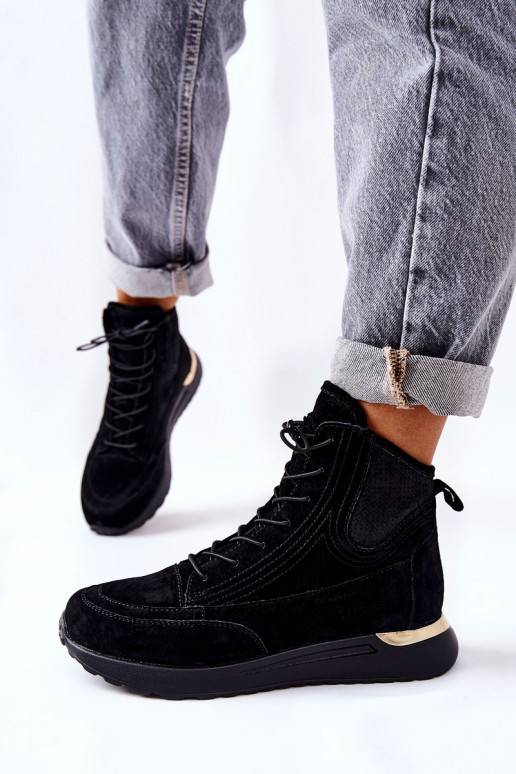 High Suede Sport Sneakers Black Chocci