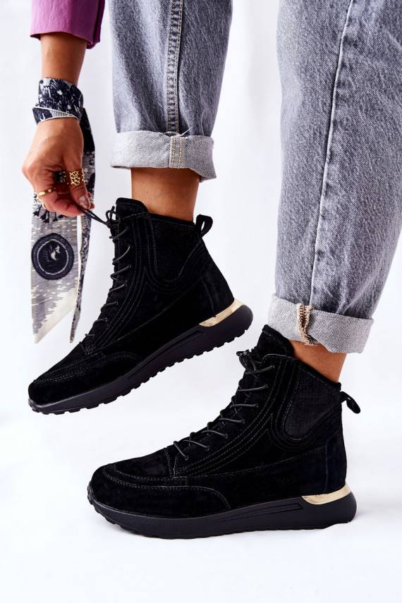 High Suede Sport Sneakers Black Chocci