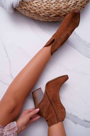 Women s Boots On High Heel Suede Leather Cognac Nicole 2433 2